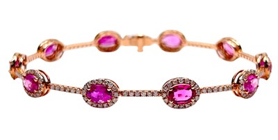 Lot 189 - Bright Pink Sapphire Bracelet.