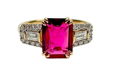 Lot 204 - Rubellite and Diamond Ring.