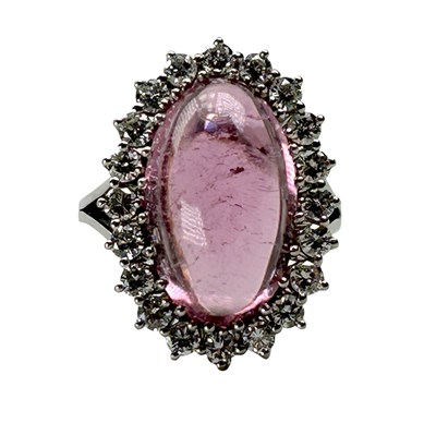 Lot 247 - Pink Tourmaline and Diamond Ring.