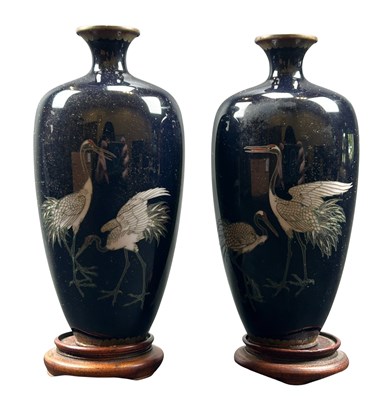 Lot 222 - Pair of Japanese Baluster Shaped Cloisonne Vases.