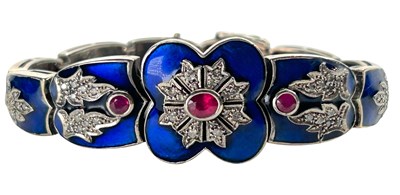 Lot 322 - Silver Enamel Bracelet.