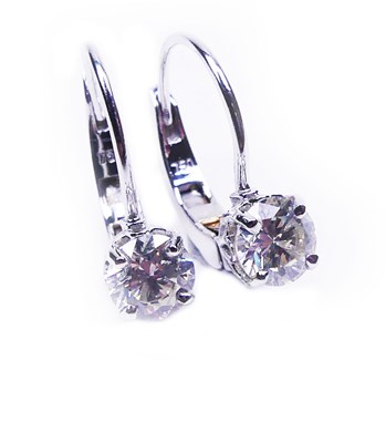 Lot 209 - White Gold Drop Style Earrings.