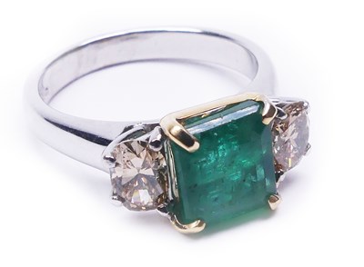 Lot 198 - Striking Emerald and Diamond Ring.