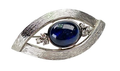 Lot 296 - Cabochon Cut Sapphire Brooch.