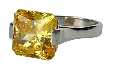 Lot 326 - Large Golden Yellow Colour Cubic Zirconia Ring.