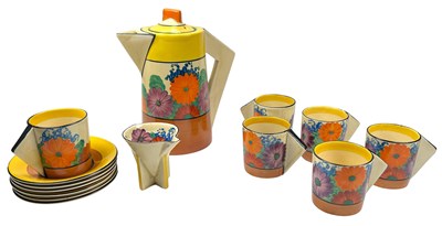 Lot 198 - Clarice Cliff 'Gayday' Conical Coffee Service.
