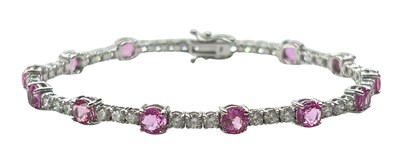 Lot 270 - Pink Sapphire and Diamond Bracelet.