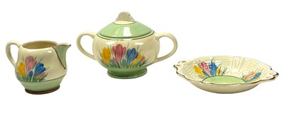 Lot 194 - Five Clarice Cliff 'Spring Crocus' Pattern Wares.