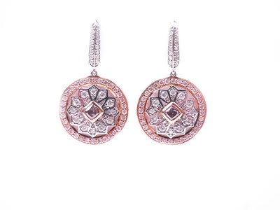 Lot 33 - Circular Designed Drop Earrings.