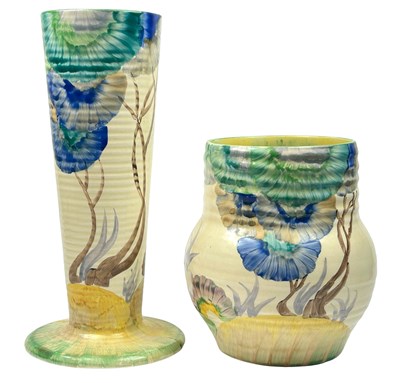 Lot 186 - Clarice Cliff “Aurea” Pattern Ribbed Vases.