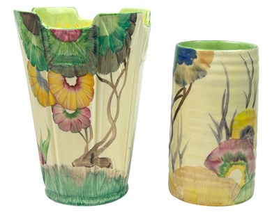 Lot 196 - A Pair of Clarice Cliff “Rodanthe” Pattern Vases.
