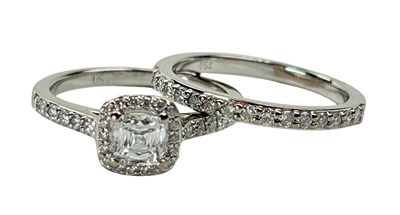 Lot 257 - Diamond Ring and Diamond Set Wedding Ring.