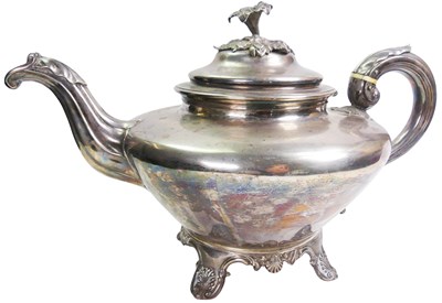 Lot 379 - William IV Large Silver Teapot.
