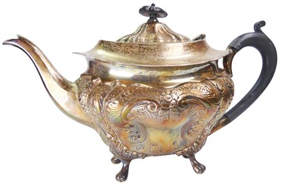 Lot 366 - Large Victorian Silver Teapot.