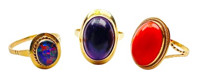 Lot 313 - Three Yellow Gold Rings.