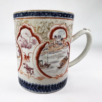 Lot 192 - A Chinese hand painted large mug, for the export market.
