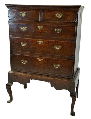 Lot 119 - English Oak Chest of Drawers on Stand.