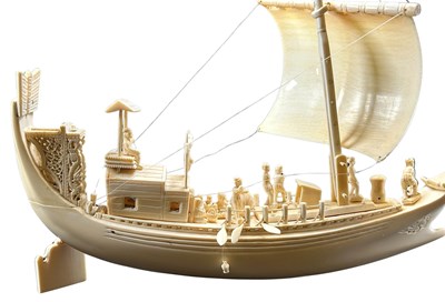 Lot 209 - Chinese Carved Ivory Boat.