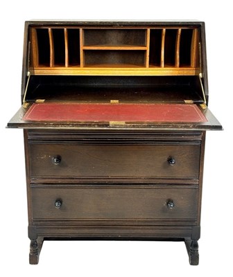 Lot 109 - Vintage Secretary Bureau with Inlaid Leather Top.