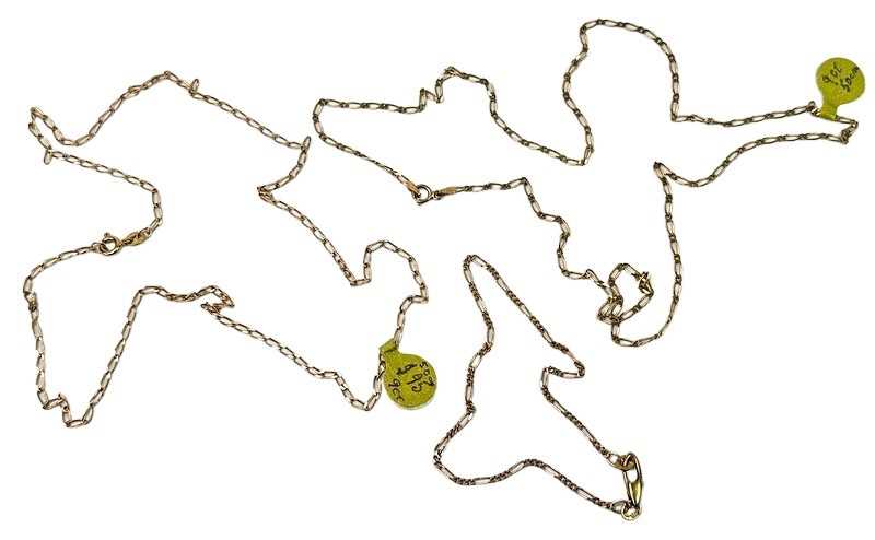 Lot 204 - Two Fine Linked Figaro Chains and a Bracelet.