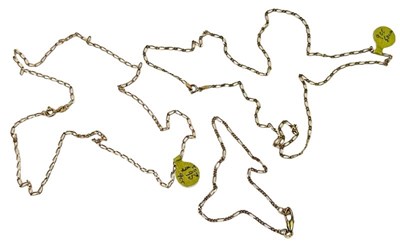 Lot 204 - Two Fine Linked Figaro Chains and a Bracelet.