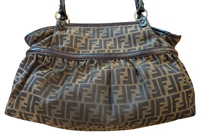 Lot 168 - Fendi Zucca Canvas & Leather Shopper Tote.