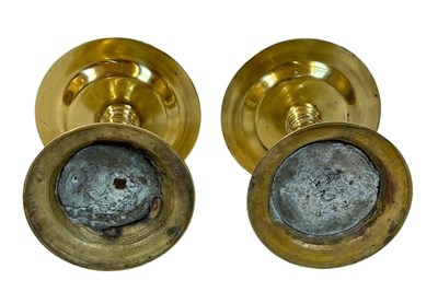 Lot 160 - Two Polished Brass Prickets with Drip Tray.