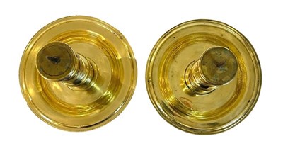 Lot 160 - Two Polished Brass Prickets with Drip Tray.