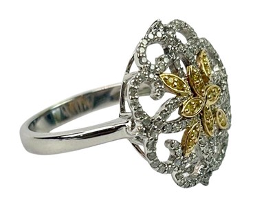 Lot 187 - Yellow Diamond Edwardian Styled Cluster Ring.