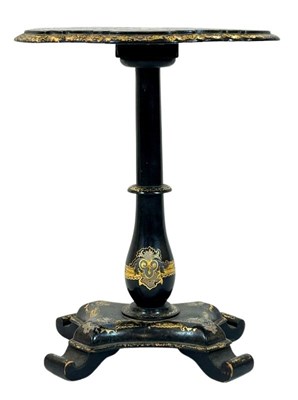 Lot 114 - Victorian Papier-Mache Occasional Table with Mother of Pearl Inlay.