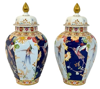 Lot 173 - Pair of Spode Java Hummingbird Vases.