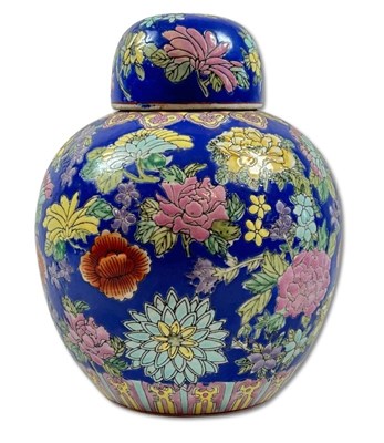 Lot 222 - Oriental Ginger Jar featuring Floral Design.