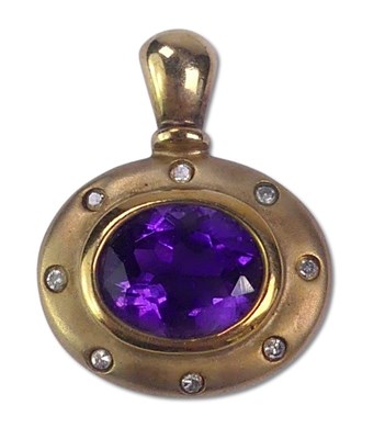 Lot 210 - Amethyst Clip Earrings and Pendant.
