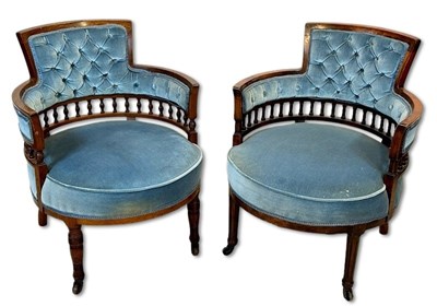 Lot 165 - Pair Victorian Tub Chairs.