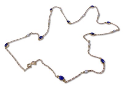 Lot 271 - Chain with Pearls and Lapis Lazuli.