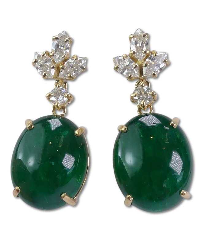 Lot 287 - Zambian Emerald & Diamond Earrings.