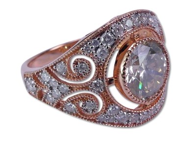Lot 241 - 14ct Rose Gold and Diamond Ring.