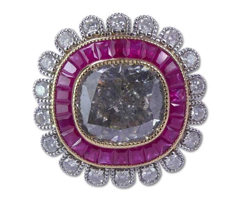 Lot 229 - Diamond and Ruby Art Deco Style Ring.