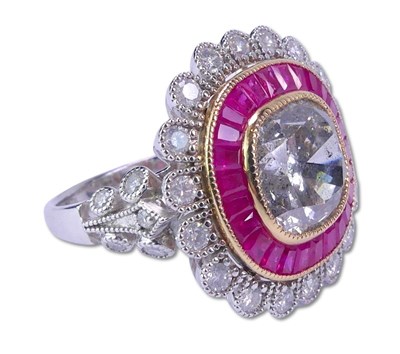 Lot 229 - Diamond and Ruby Art Deco Style Ring.