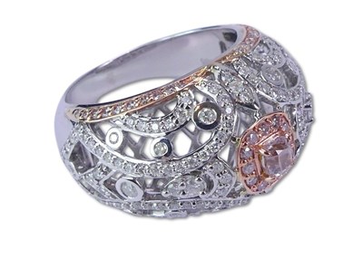 Lot 223 - Pink Diamond Cluster Ring.