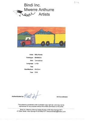 Lot 62 - Billy Tjampitjinpa Kenda b. Circa 1967.
