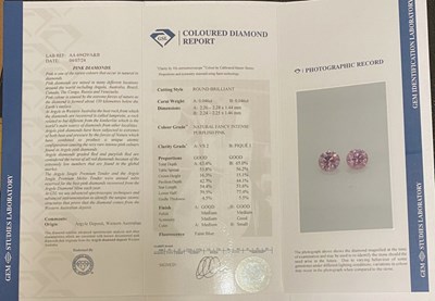 Lot 261 - A Pair of Pink Diamonds.