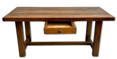 Lot 118 - Large Farmhouse Single Drawer Oak Timber Desk.