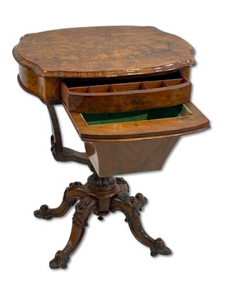 Lot 133 - Walnut Burr Sewing Table.