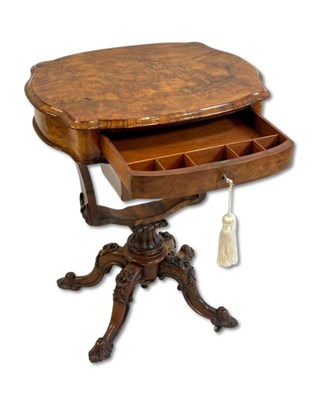 Lot 133 - Walnut Burr Sewing Table.