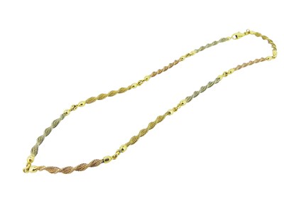 Lot 14 - Three Coloured Gold Chain.