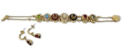 Lot 332 - Gem Set Bracelet with Earring Drops.