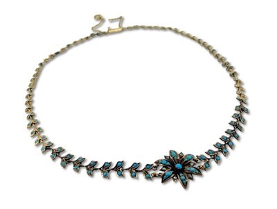 Lot 438 - Diamond and Turquoise Necklace.