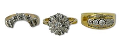 Lot 367 - A Trio of Yellow Gold Rings.