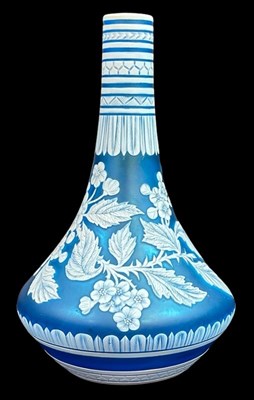 Lot 143 - Thomas Webb Style Blue & White Vase.